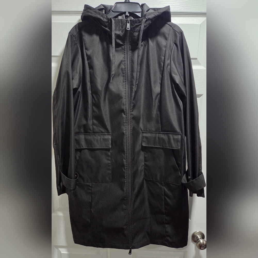 Bernardo Black Hooded Trench Coat